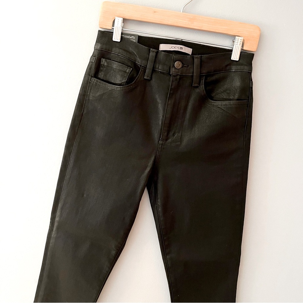 JOE'S JEANS High Rise Skinny Ankle Coated Jeans - Black